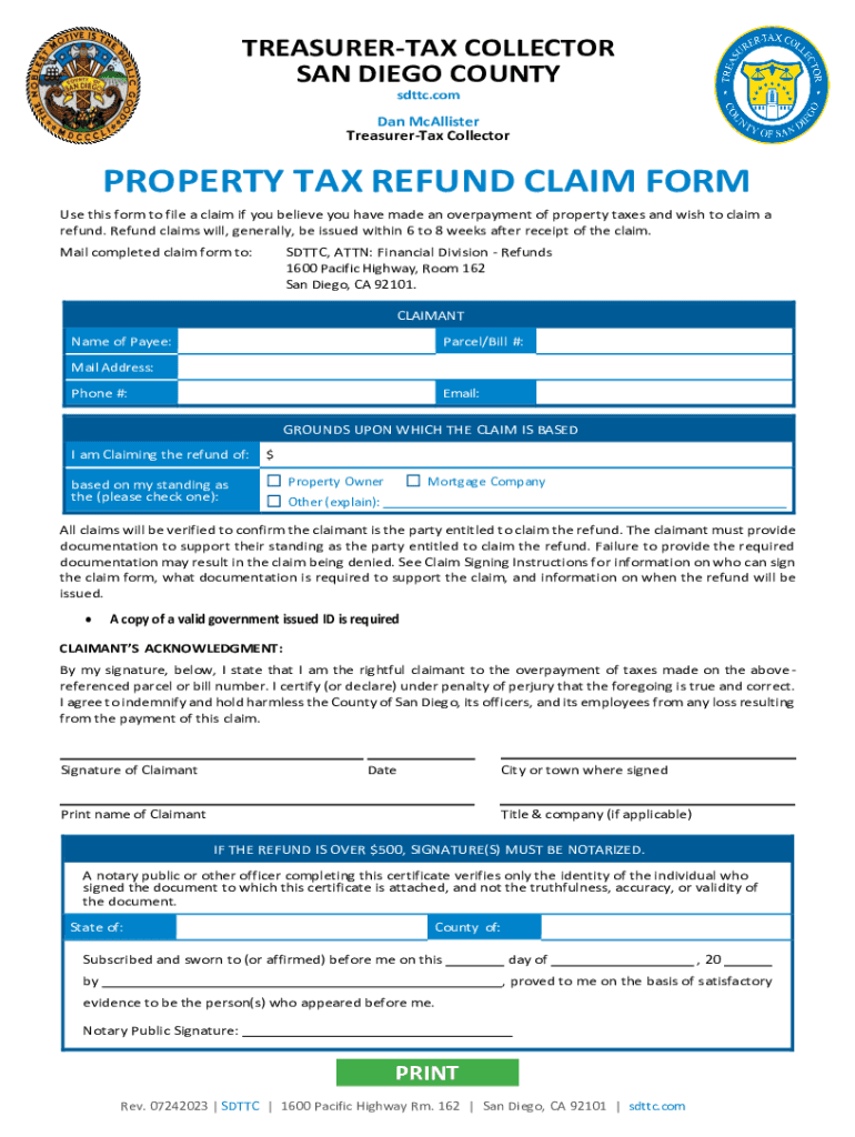 TREASURER TAX COLLECTOR SAN DIEGO COUNTY Sdttc Com  Form