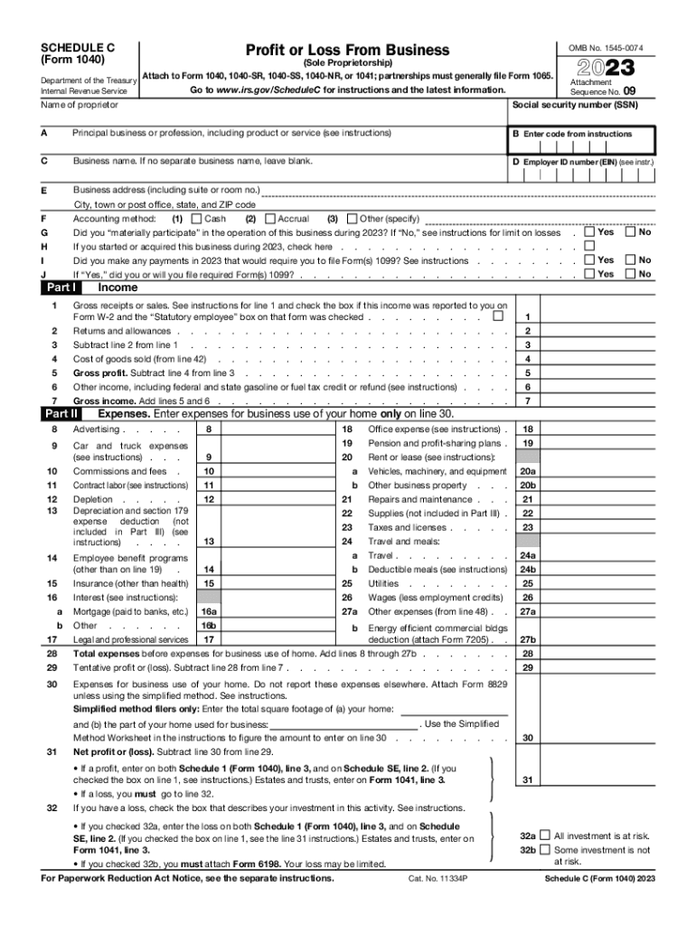 Schedule C Form 1040