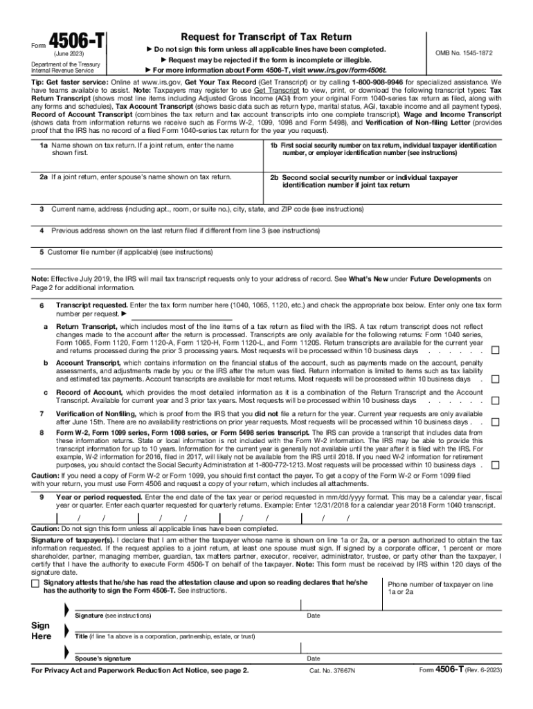 Form 4506 T Rev 6