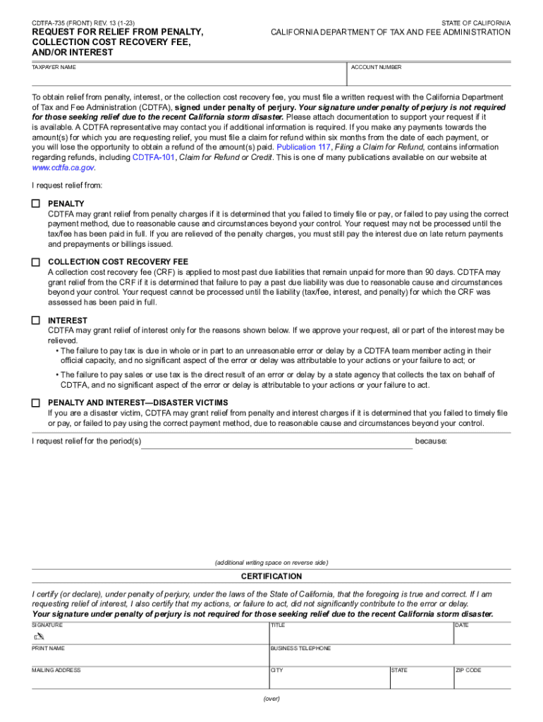 State of Emergency Tax Relief CDTFA CA Gov  Form