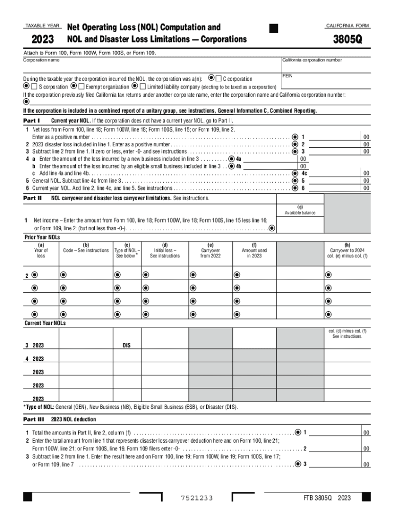 24416 Form 1 Net Operating Loss NOL Computation and