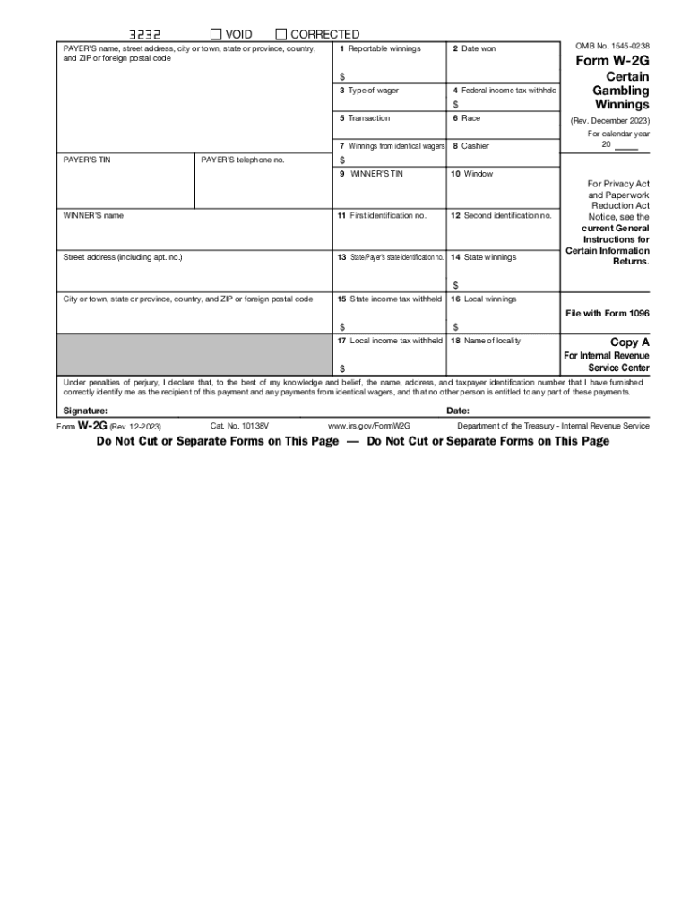 Form W 2G Rev December