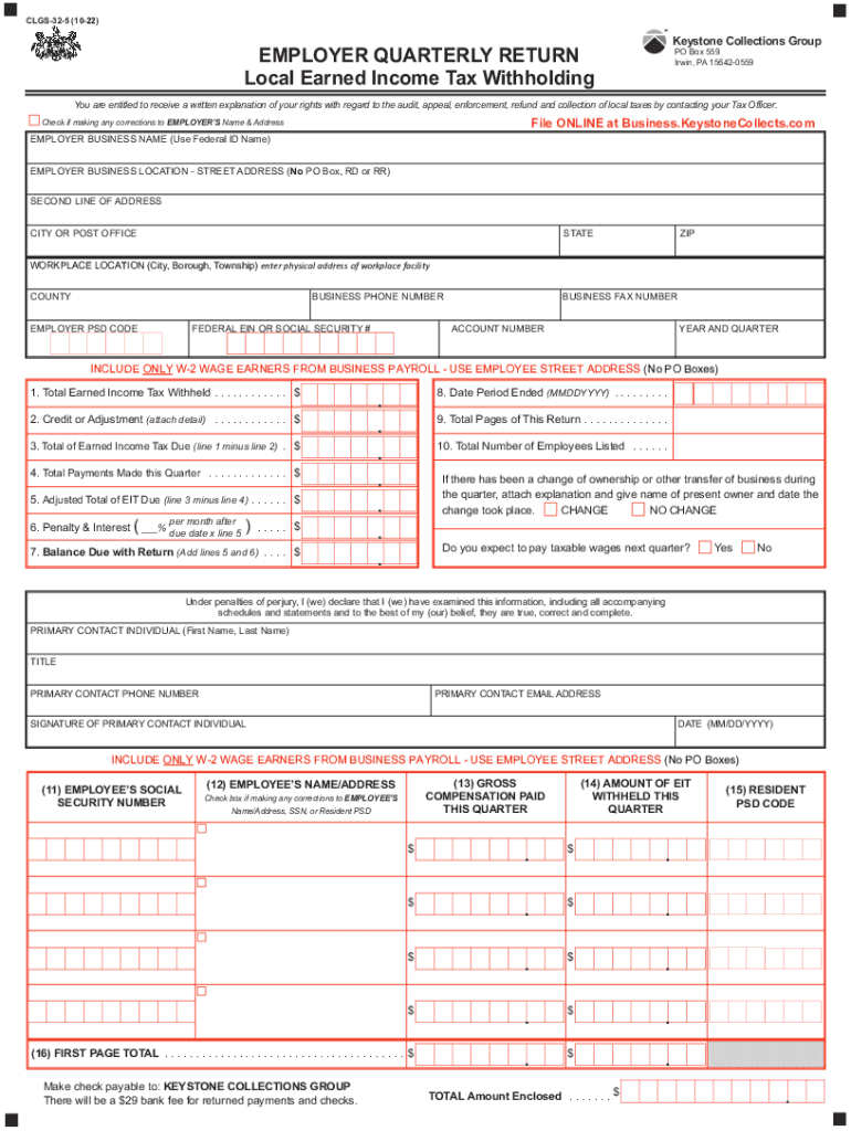 Delinquent Earned Income Tax Department  Form