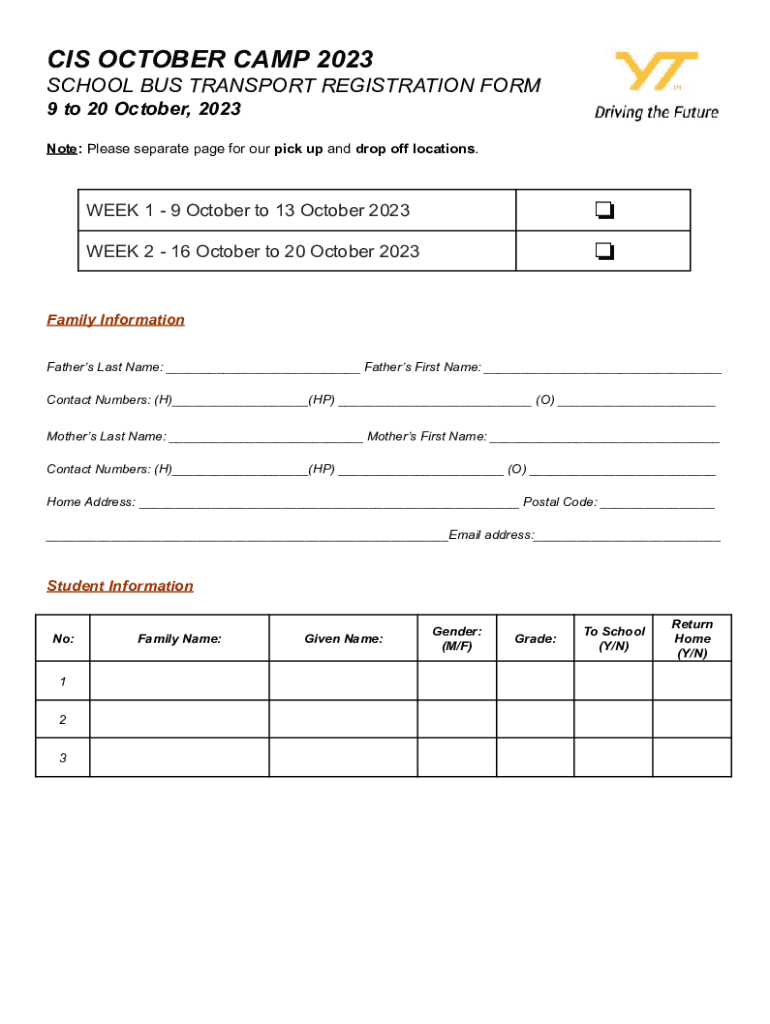  CIS October Camp Bus Form 2023-2024