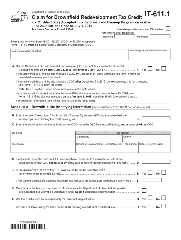  Form it 611 Claim for Brownfield Redevelopment 2023-2024