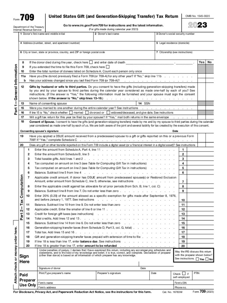 Form 709 United States Gift and Generation Skipping Transfer Tax Return