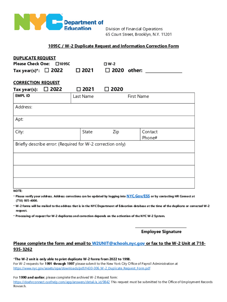  W2 Request Form Fill Out and Sign Printable 2022-2024