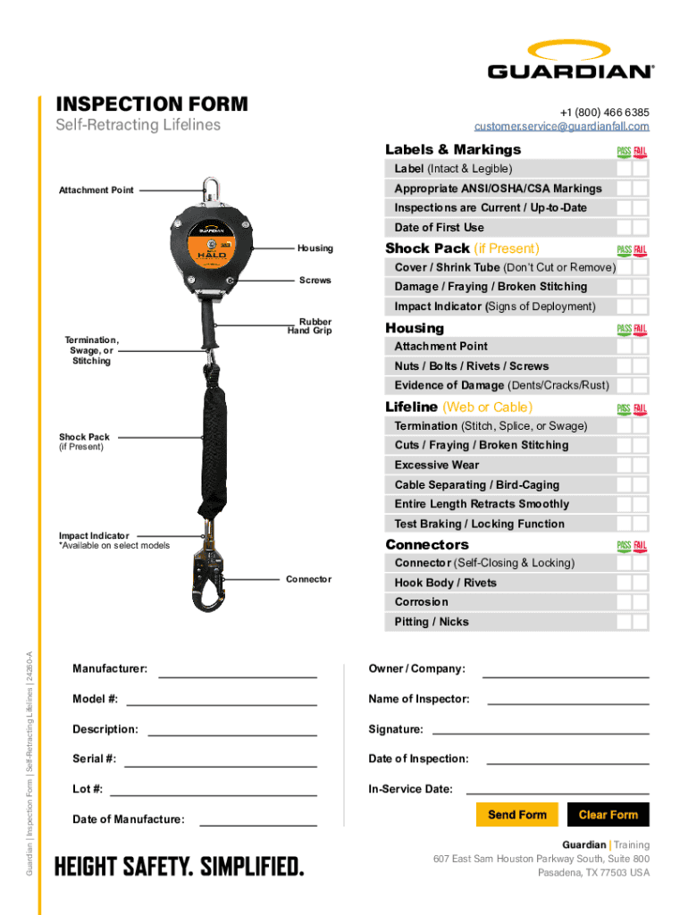  INSPECTION FORM Self Retracting Lifelines 2022-2024