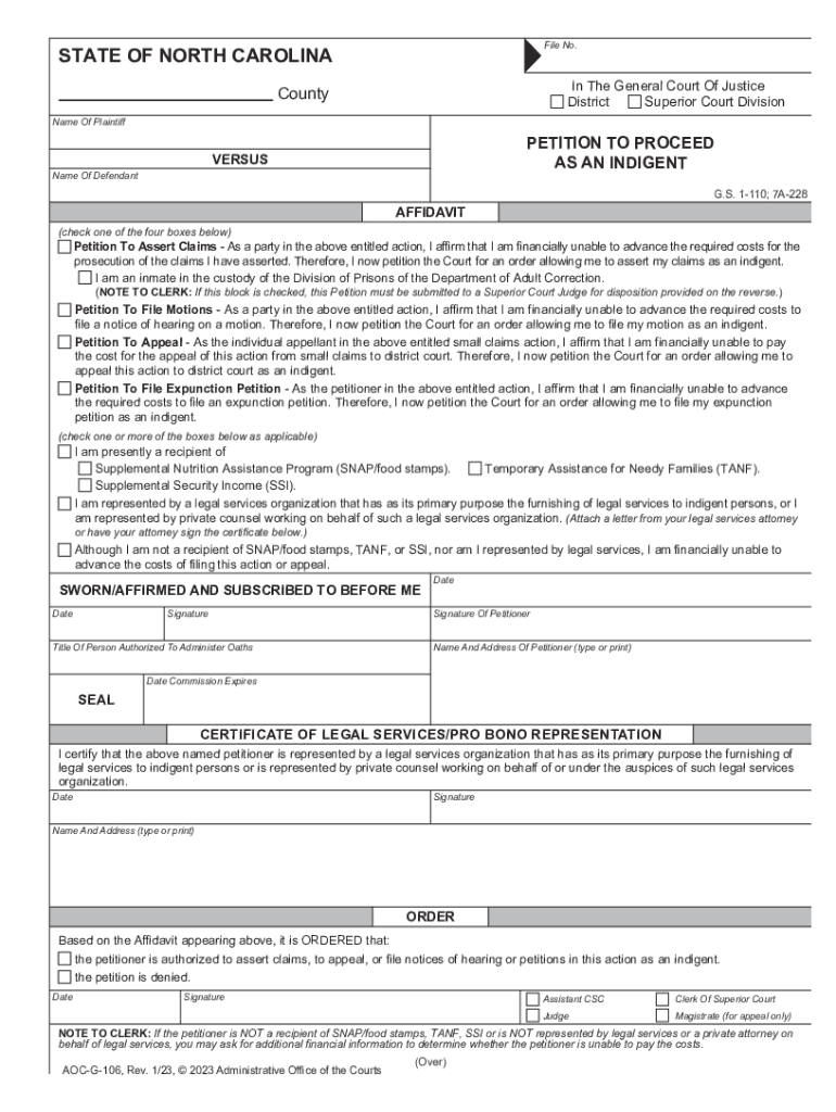 7A 305 Costs in Civil Actions  Form