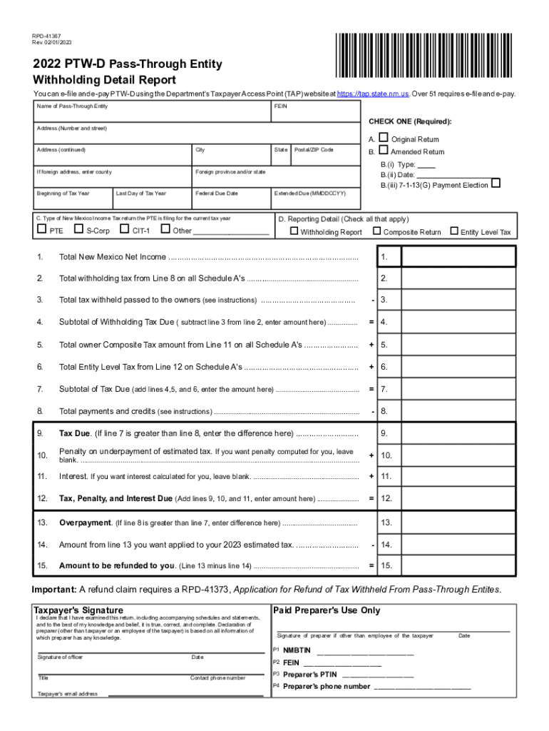  is it Necessary to File New Mexico Form Pte as Well as Form Rpd 2022