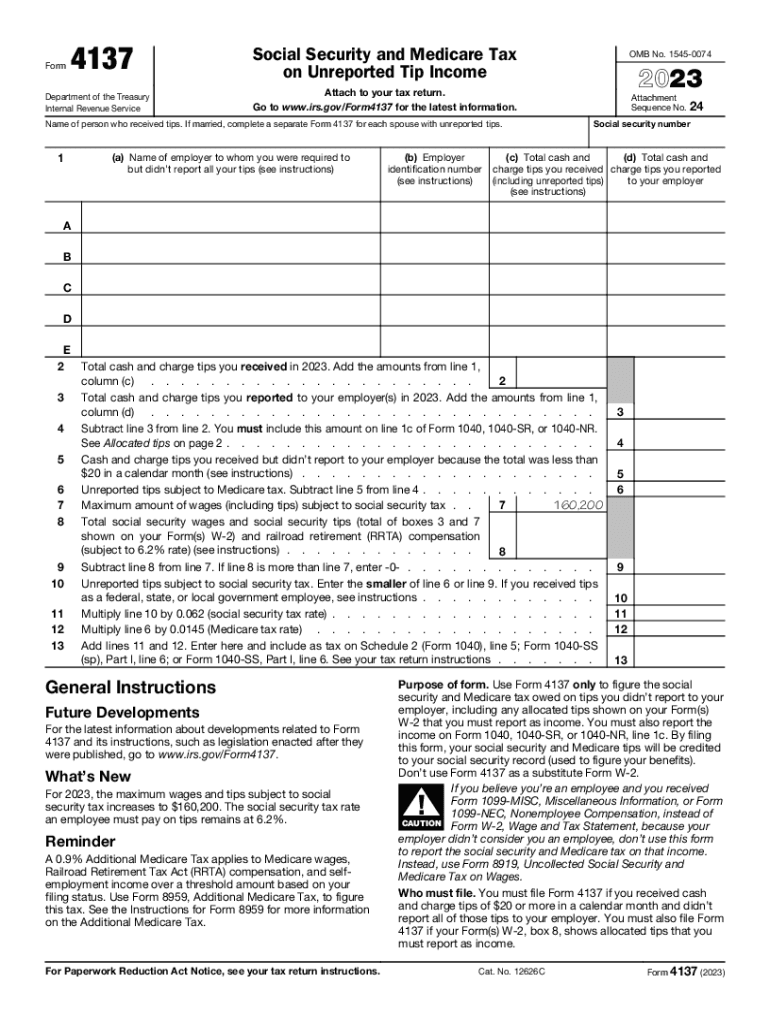  When to Use Tax Form 4137 Tax on Unreported Tip Income 2022