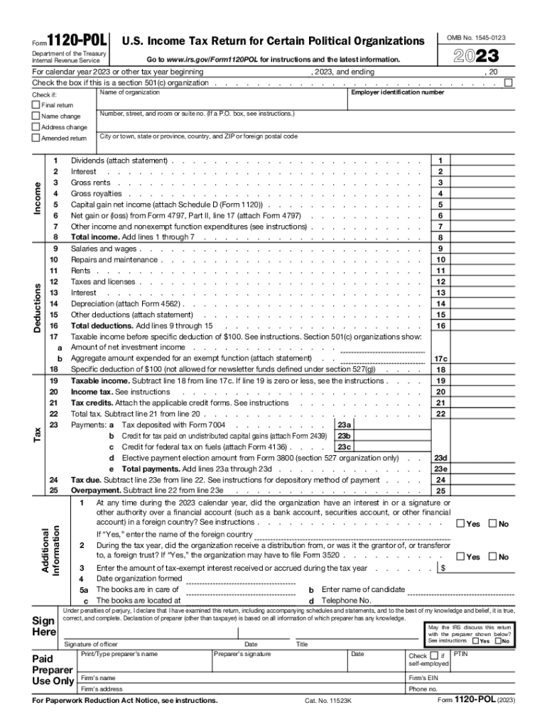  Annual Income Tax Returns Form 1120 POL 2022