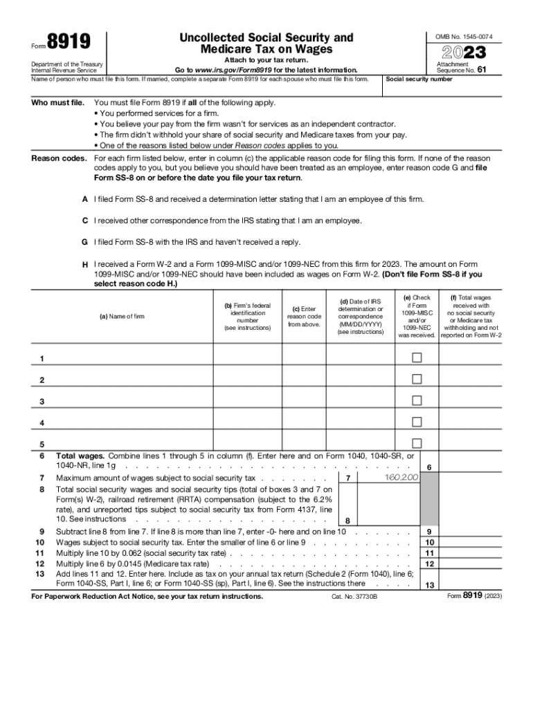  What is Tax Form 8919 Social Security Medicare Tax on Wages 2023-2024