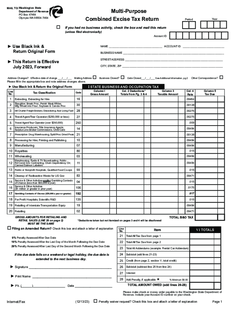  Washington State, Department of Revenue, Business Tax 2022