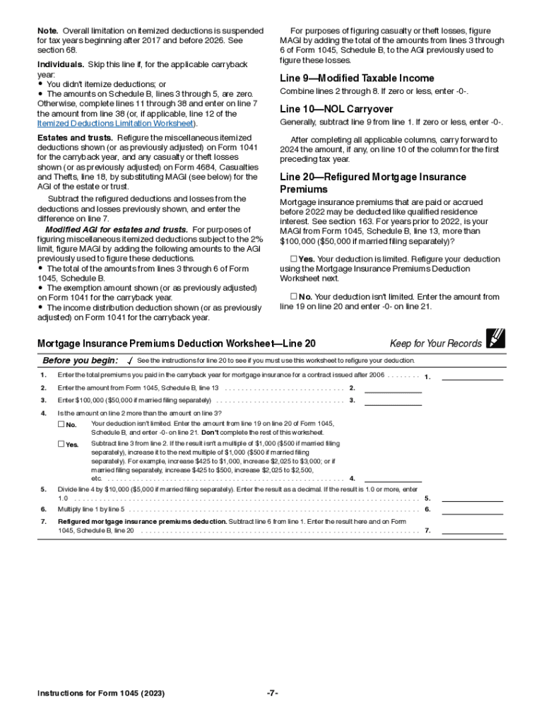  Form 1045 Application for Tentative Refund What it is 2021