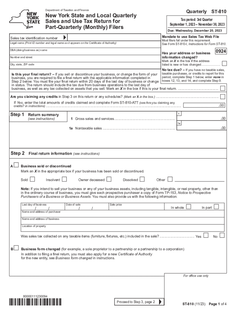 Ny Tax Quarterly Sales 2023