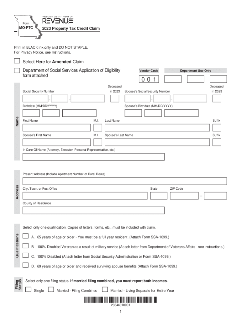  FormMOPTC2023 Property Tax Credit Claiming in BLAC 2023-2024