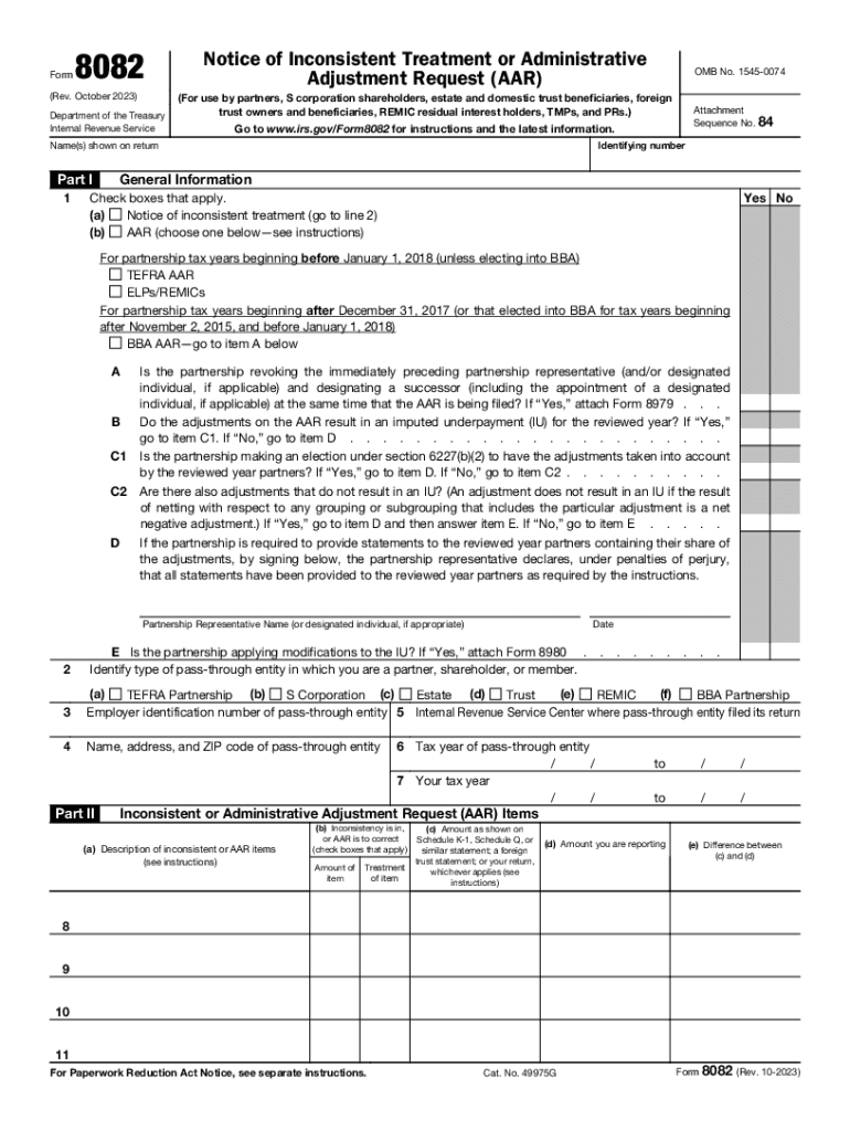  Form 8082 2023-2024