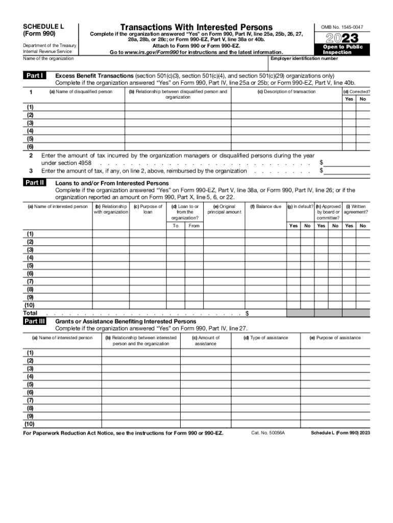  Tax Brief Form 990, Schedule L Transactions with 2023-2024