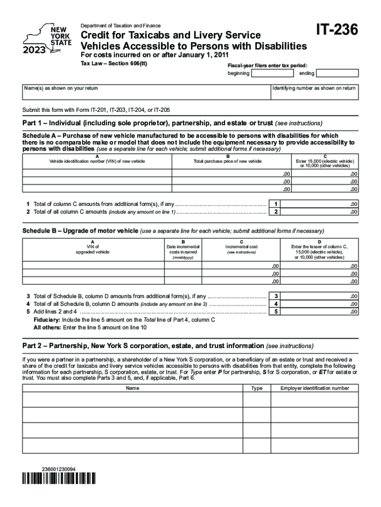  Form it 236 Credit for Taxicabs and Livery Service Vehicles Accessible to Persons with Disabilities Tax Year 2023-2024