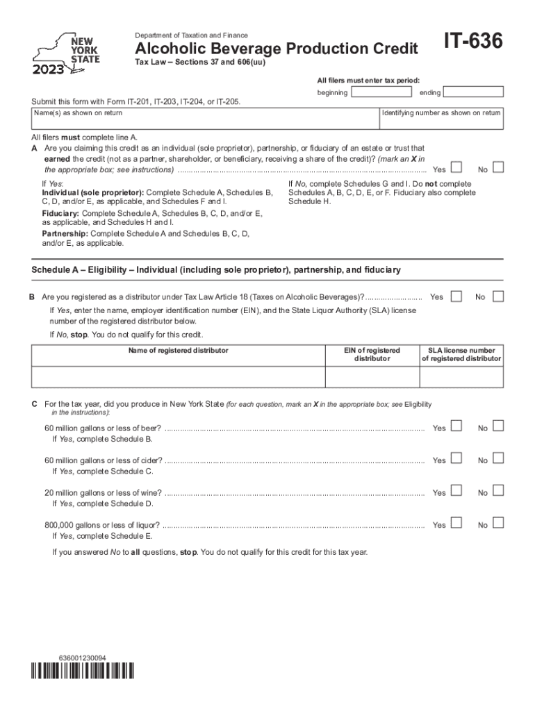  Form it 636 Alcoholic Beverage Production Credit Tax Year 2023-2024