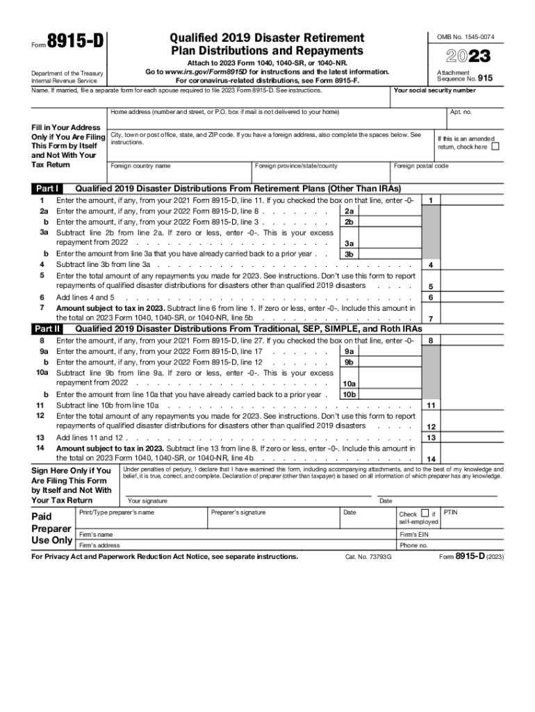  About Form 8915 F, Qualified Disaster Retirement Plan 2023-2024