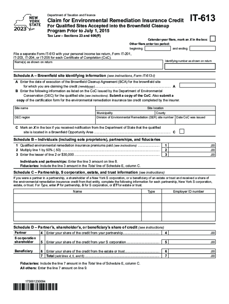  Form it 613 Claim for Environmental Remediation 2023-2024