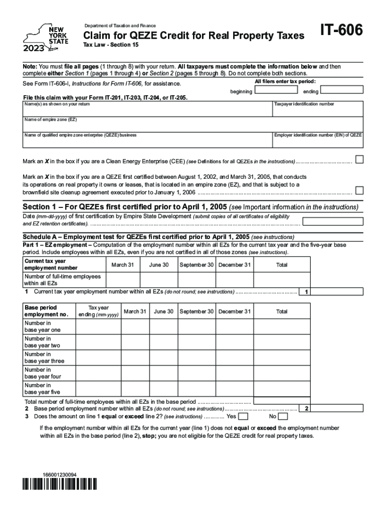  Form it 606 Claim for QEZE Credit for Real Property Taxes 2023-2024