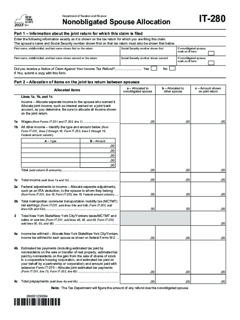  NY DTF it 280 Fill and Sign Printable Template 2023-2024