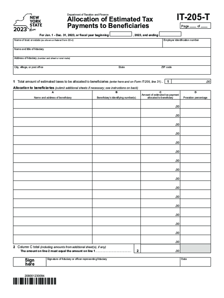  Form it 205 T Allocation of Estimated Tax Tax NY Gov 2023-2024