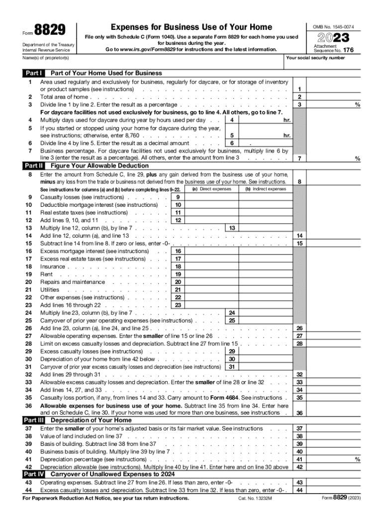  Form 8829 2023-2024