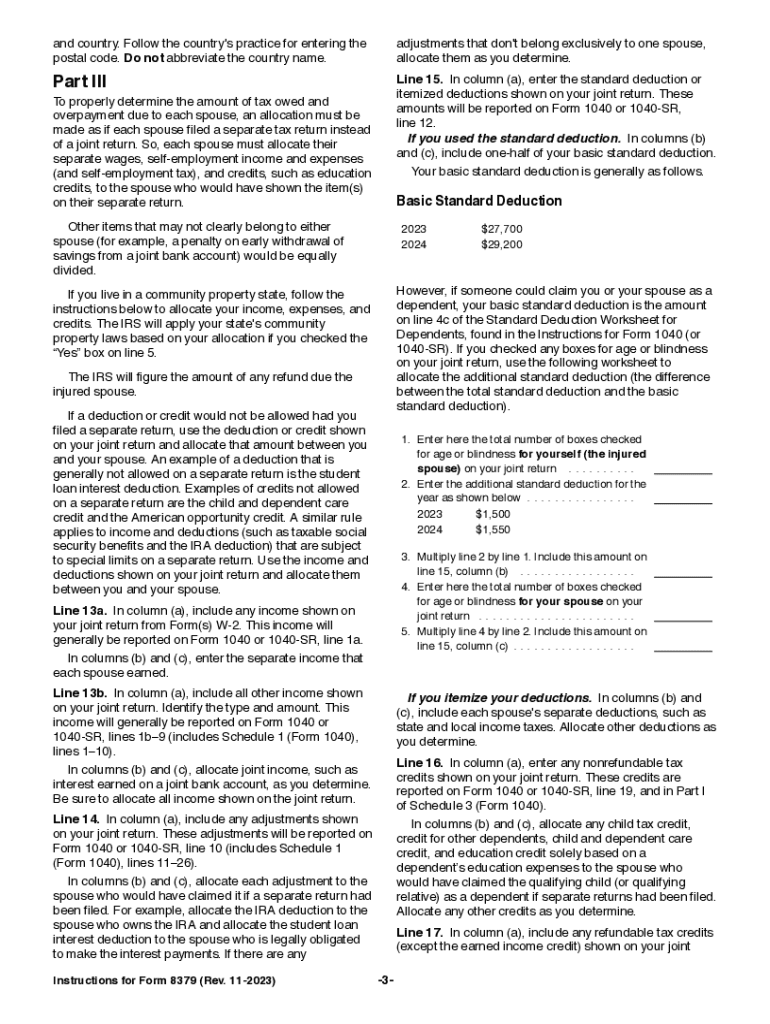  Form 8379 Injured Spouse Filed After Return E Filed 2023-2024