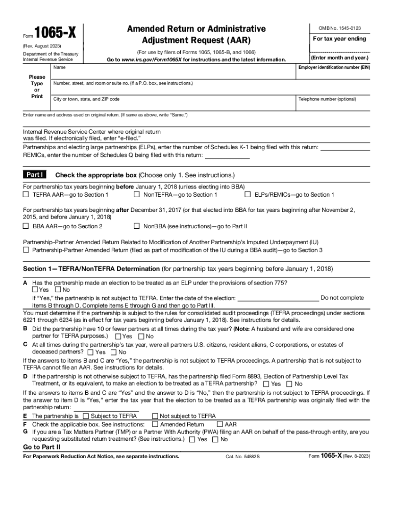  IRS 1065 X Fill Out Tax Template Online 2023-2024
