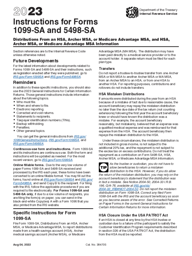  HSA Tax Form a Guide to IRS Form 1099 SA 2023-2024