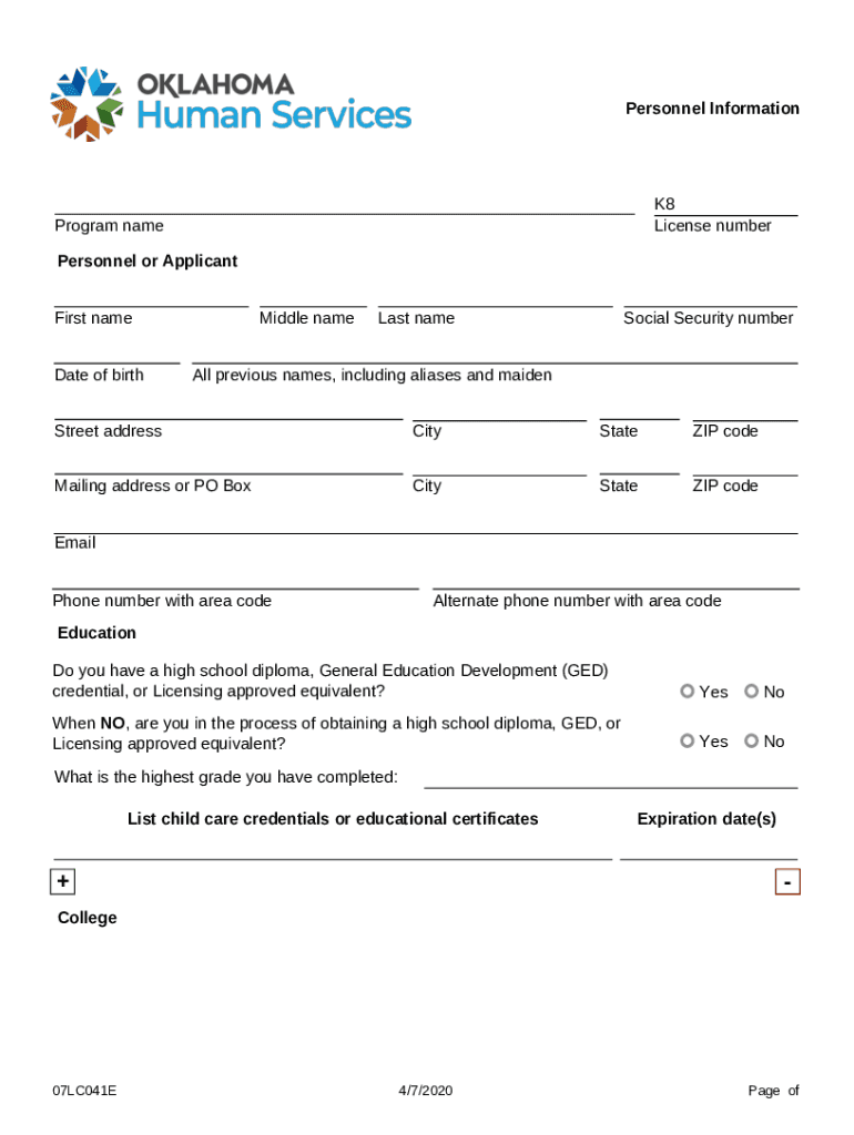  Personnel or Applicant 2020-2024