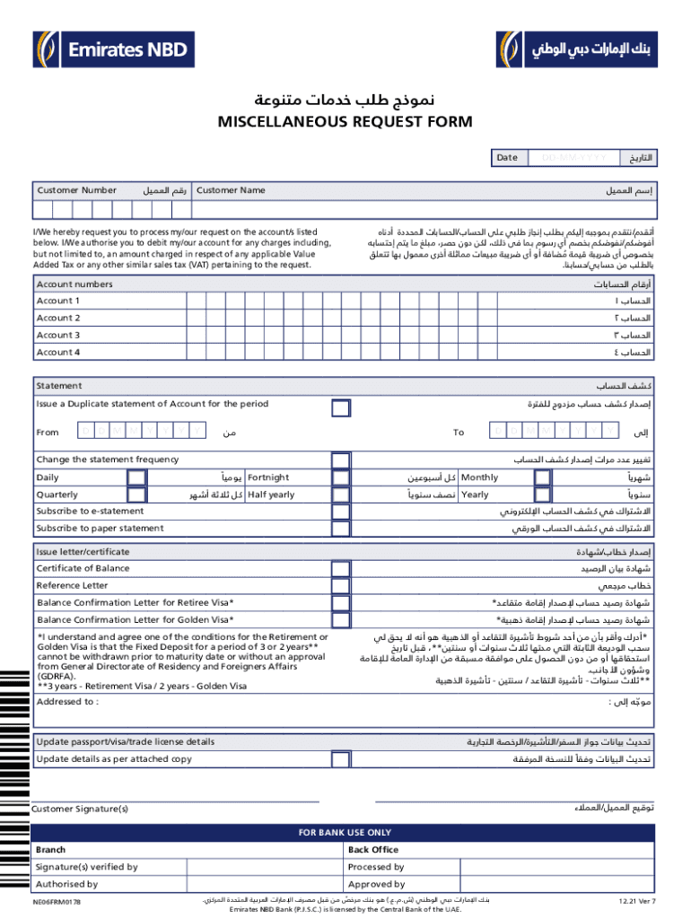 Request for Pre Authorized Payments Registration Form