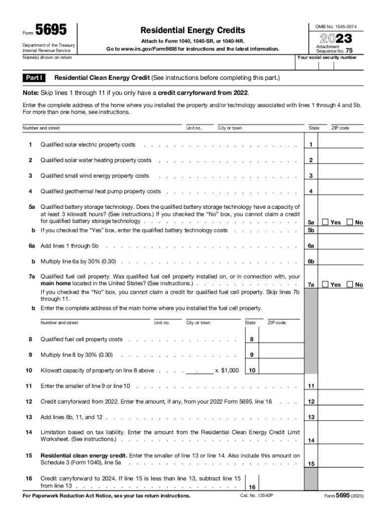  Form 5695 Residential Energy Credits 2023-2024