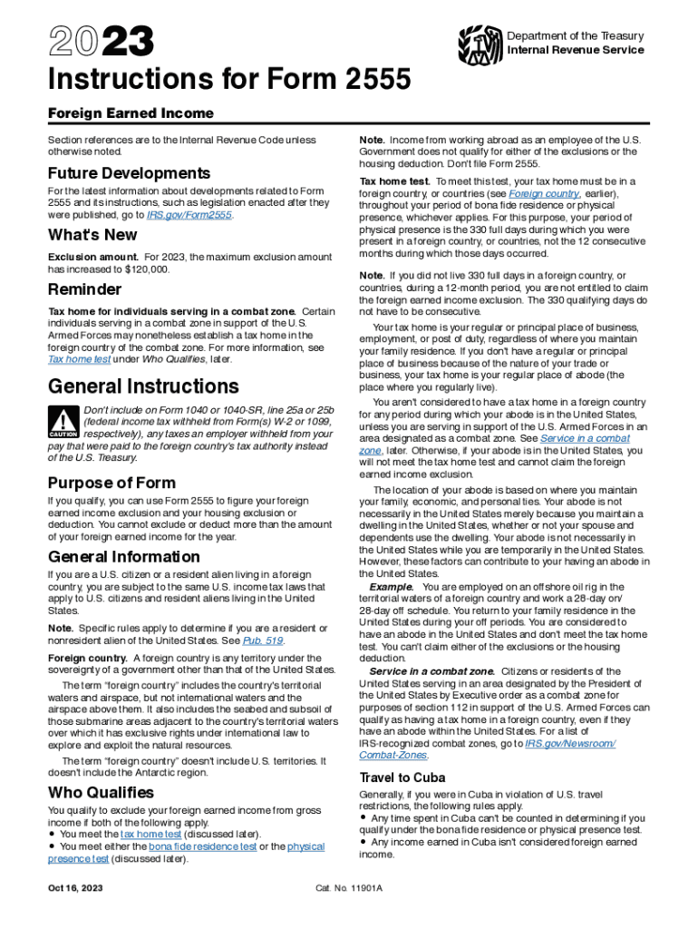  Instructions for Form 2555 Instructions for Form 2555, Foreign Earned Income 2021
