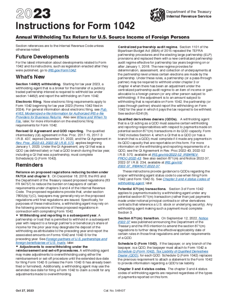  Instructions for Form 1042 Instructions for Form 1042, Annual Withholding Tax Return for U S Source Income of Foreign Persons 2020