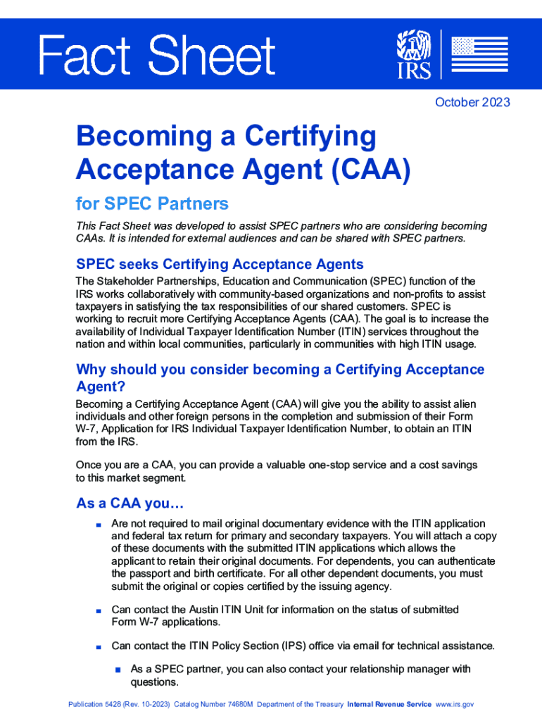  Fact Sheet Becoming a Certifying Acceptance Agent CAA 2023-2024
