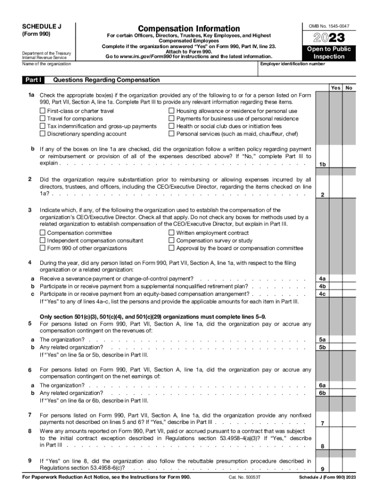  Schedule J Form 990 2023-2024