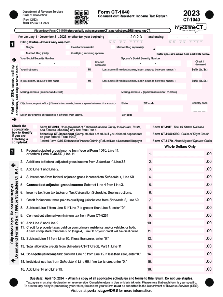  File and Pay Form CT1040 Electronically Using MyconneCT at Portal 2023-2024