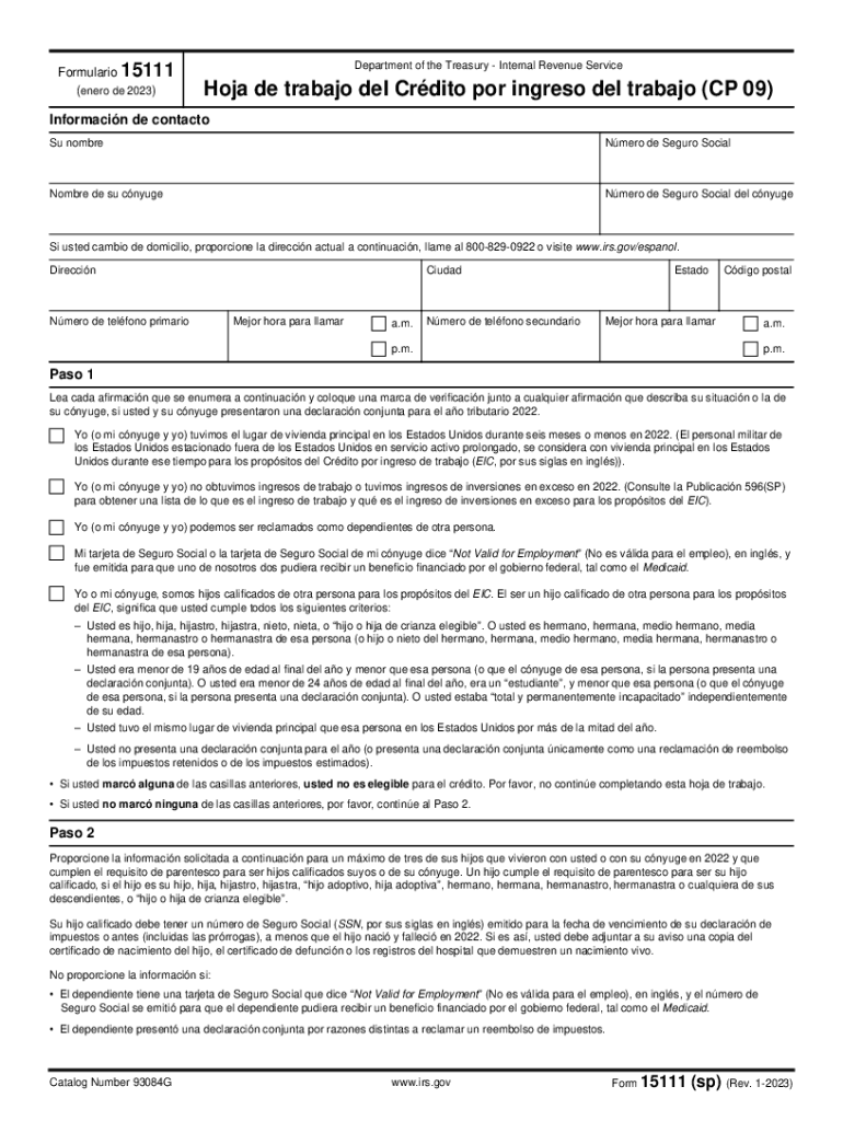  Earned Income Credit EIC Worksheet CP 09 2023-2024