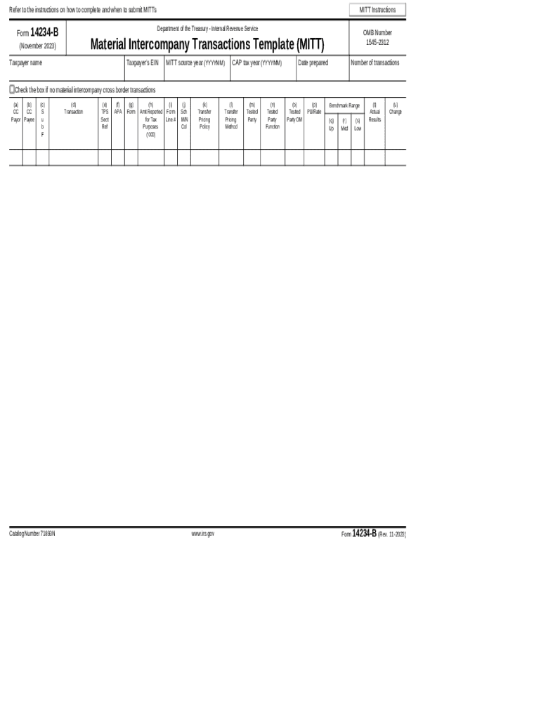  Form 14234 B Rev 11 Material Intercompany Transactions Template MITT 2023-2024