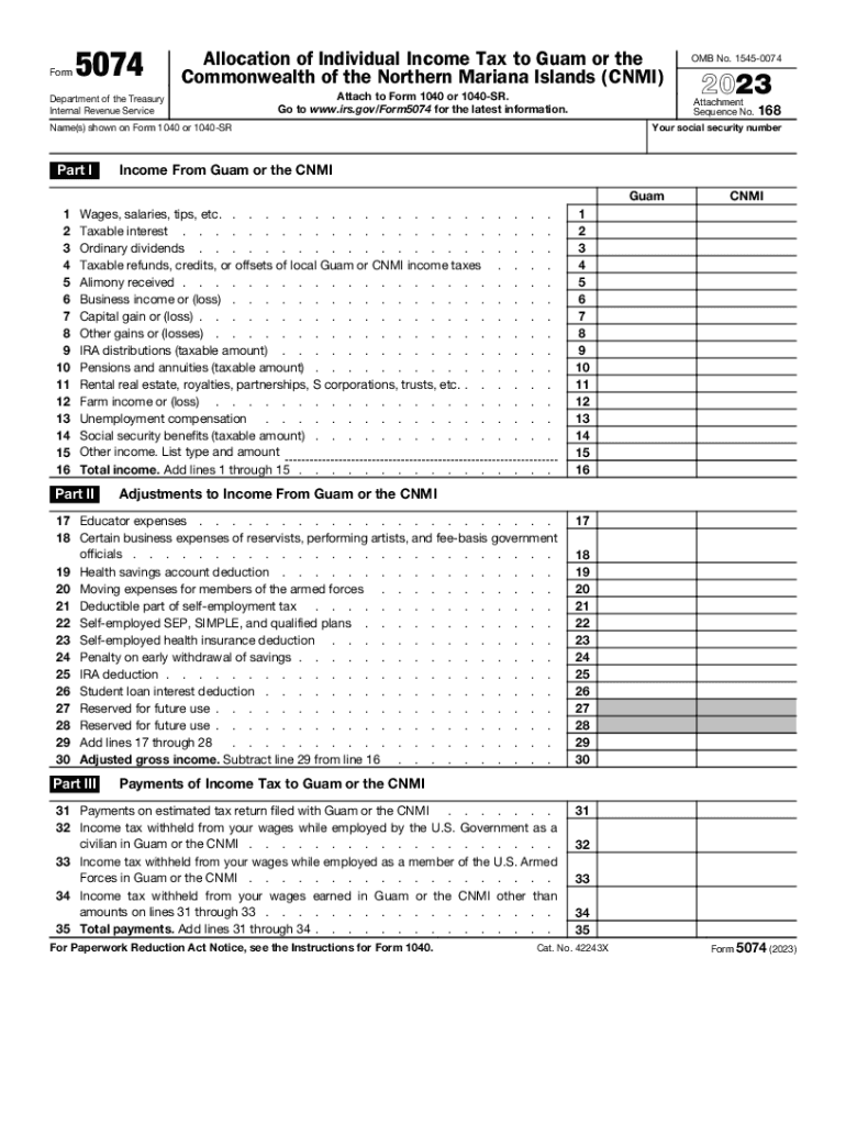  About Form 5074, Allocation of Individual Income Tax to 2023-2024