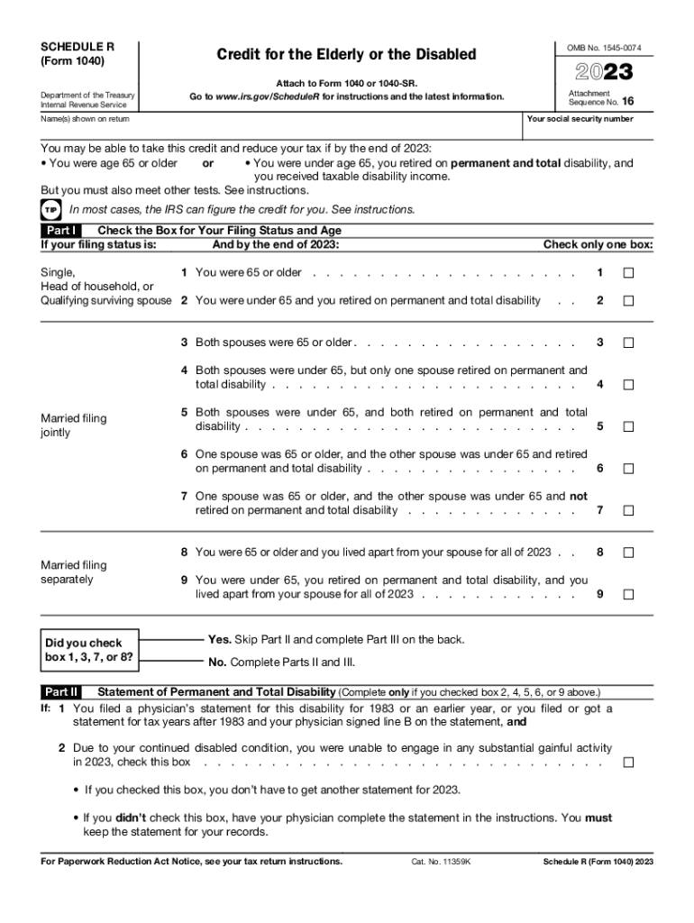  IRS Schedule R 1040 Form 2023-2024