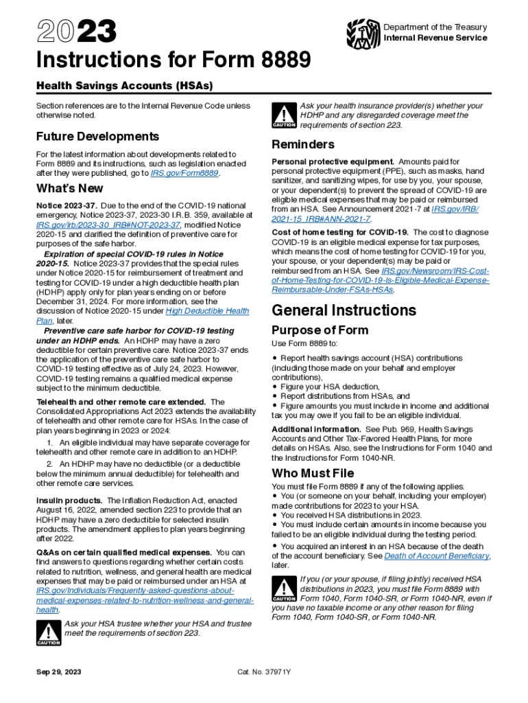  Instructions for Form 8889 Instructions for Form 8889, Health Savings Accounts HSAs 2022