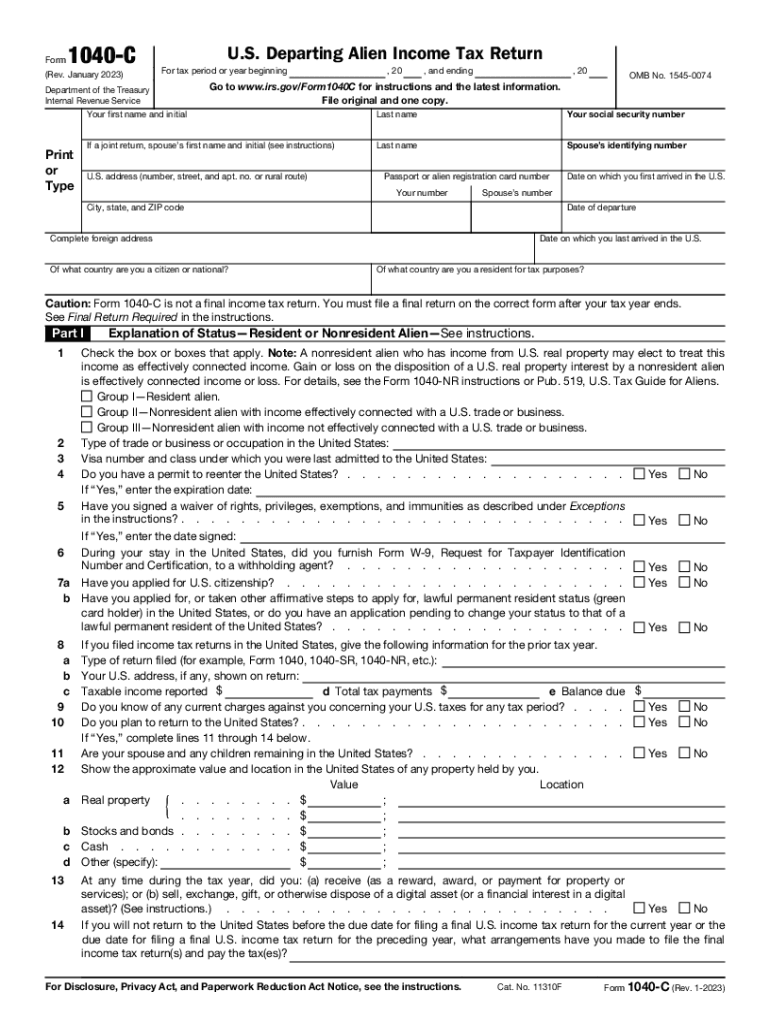  Changes to the Instructions for Form 1040 C Rev January 2023-2024