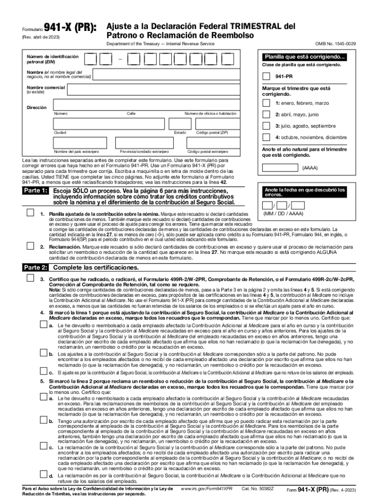  About Form 941 X PR, Adjusted Employer&#039;s Quarterly 2023-2024