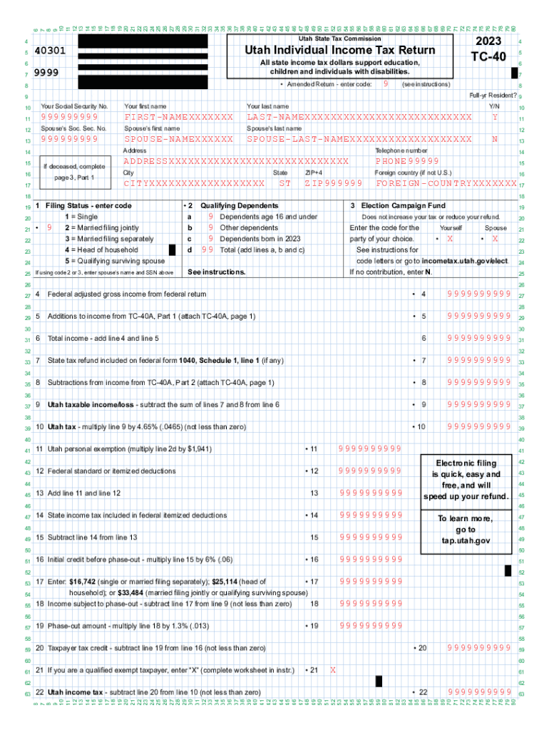  Utah TC 40 Individual Income Tax Return Forms &amp;amp; Publications 2022